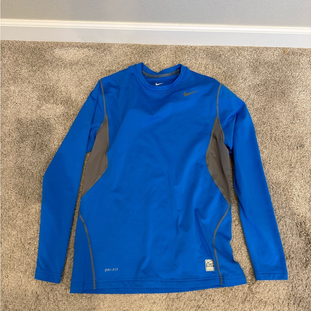 Nike Blue and Gray Performance Dri-FIT Long Sleeve Shirt